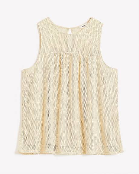 Sleeveless Crewneck Crochet Knit Top