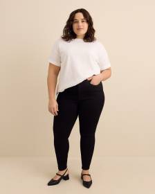 Legging en denim noir &agrave; taille moyenne, coupe classique - d/C JEANS