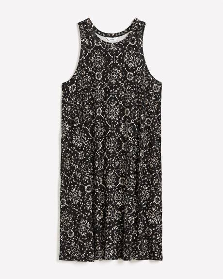 Robe évasée sans manches avec col rond, tissu responsable