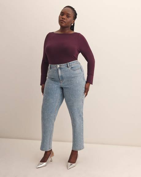 Draped Boatneck Long-Sleeve Top - Addition Elle