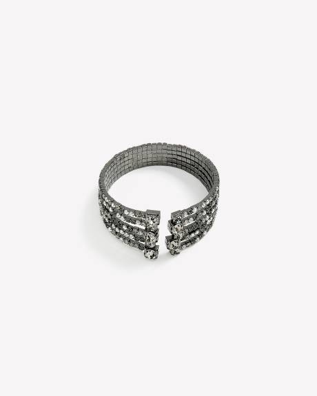 Fancy Rhinestone Coil Cuff Bracelet