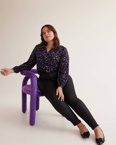 Satin Blouse with Long Balloon Sleeves