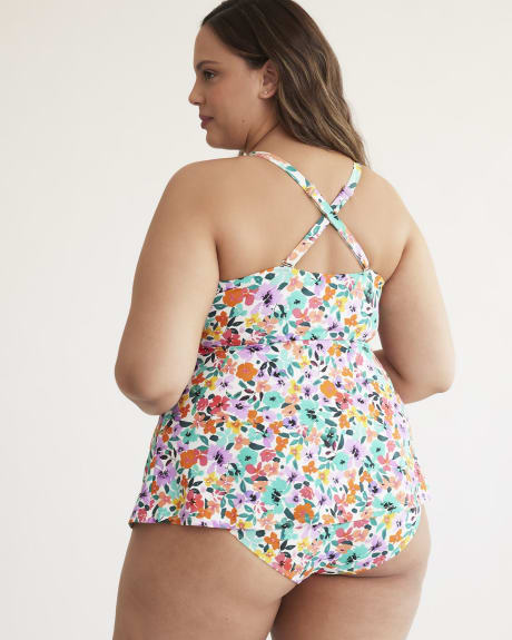Floral Knotted V-Neck Swimdress with Peekaboo