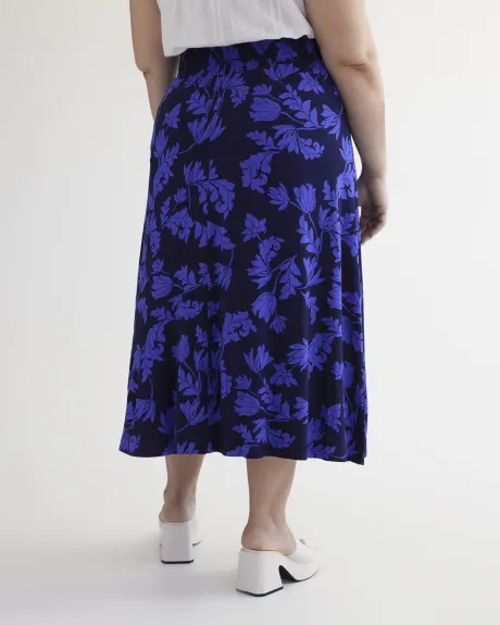 Responsible, Leaf-Print Midi Knit Skirt