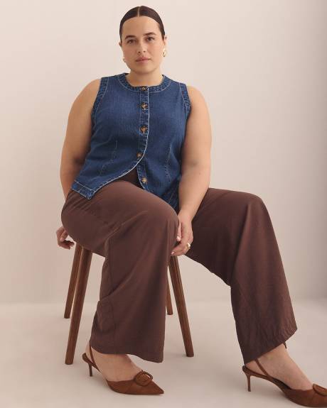 Sleeveless Buttoned-Down Denim Vest - d/C JEANS