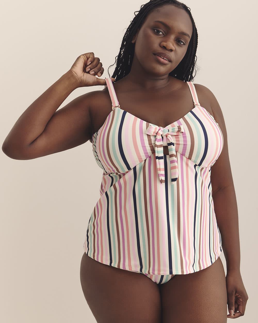 Haut tankini Zanzibar à rayures multicolores - Raisins Curve