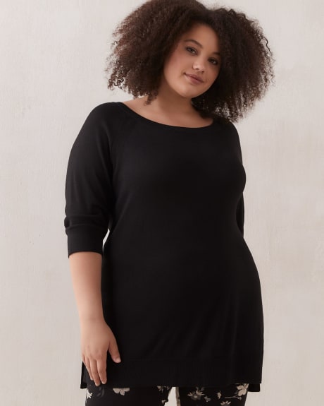 Responsible Boat Neck Tunic With Straight Hem - In Every Story