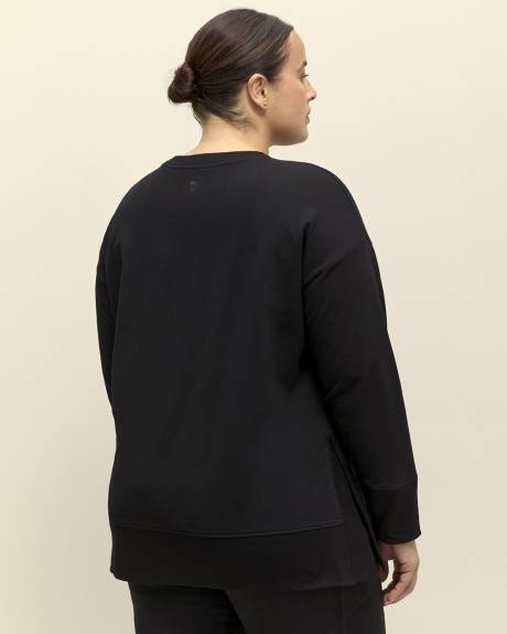 Black French Terry Tunic with High Side Slits - Active Zone