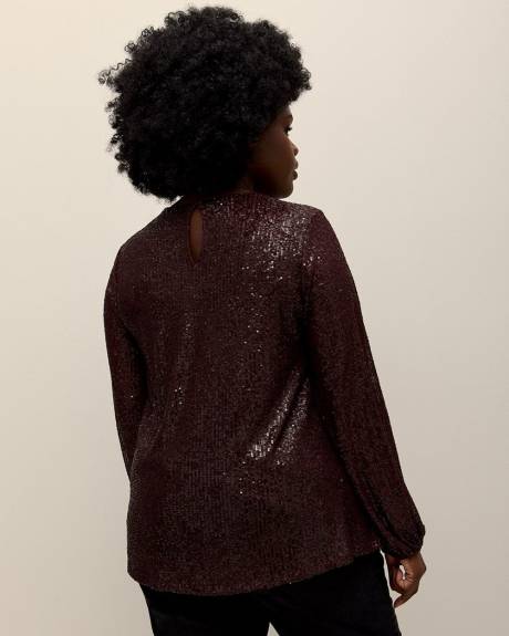 Sequins Swing Top with Bubble Sleeves