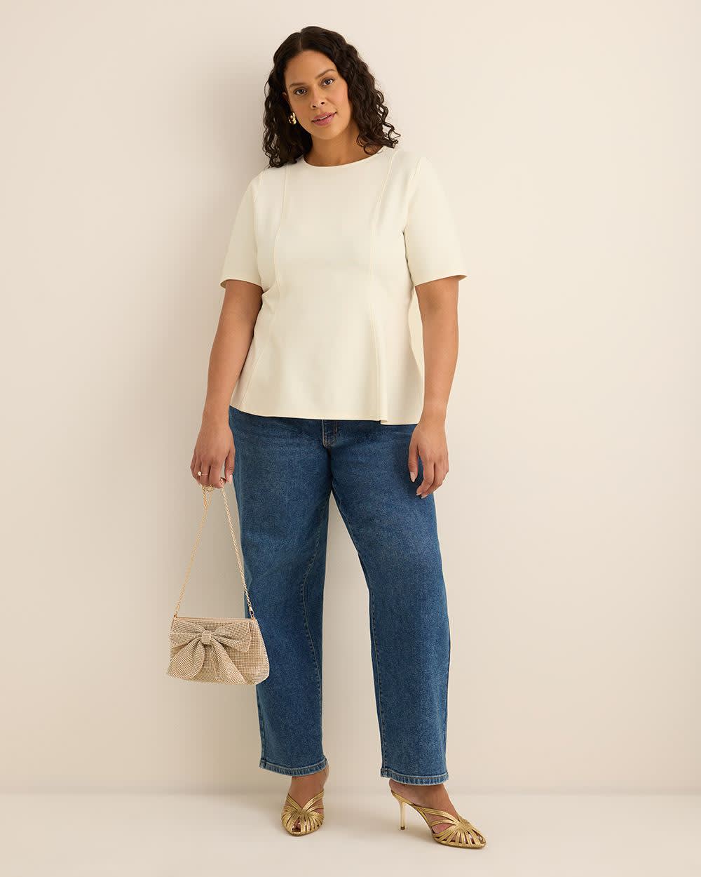 Fit and Flare Crewneck Knit Top Fit and Flare Crewneck Knit Top