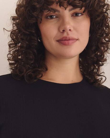 Ribbed Short-Sleeve Swing Top