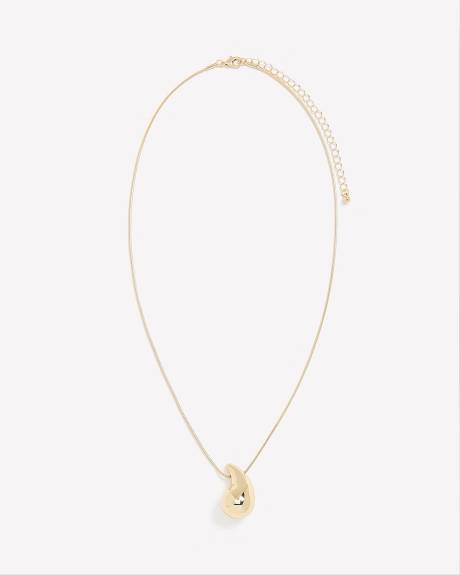 Golden Short Necklace with Puffy Tear Drop