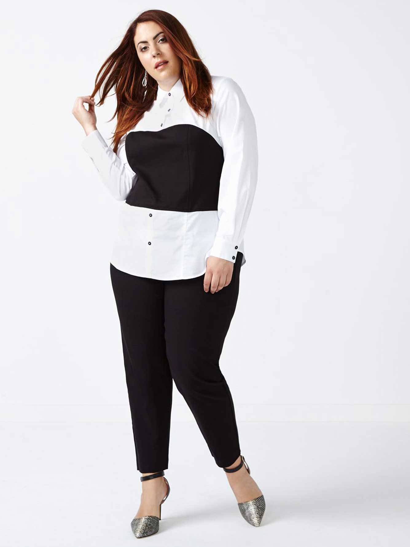 Long Sleeve Blouse with Bustier Penningtons