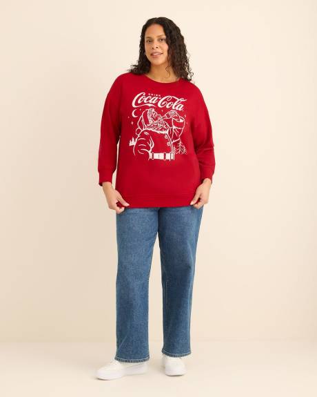 Pull rouge à col rond avec imprimé Coca-Cola des Fêtes