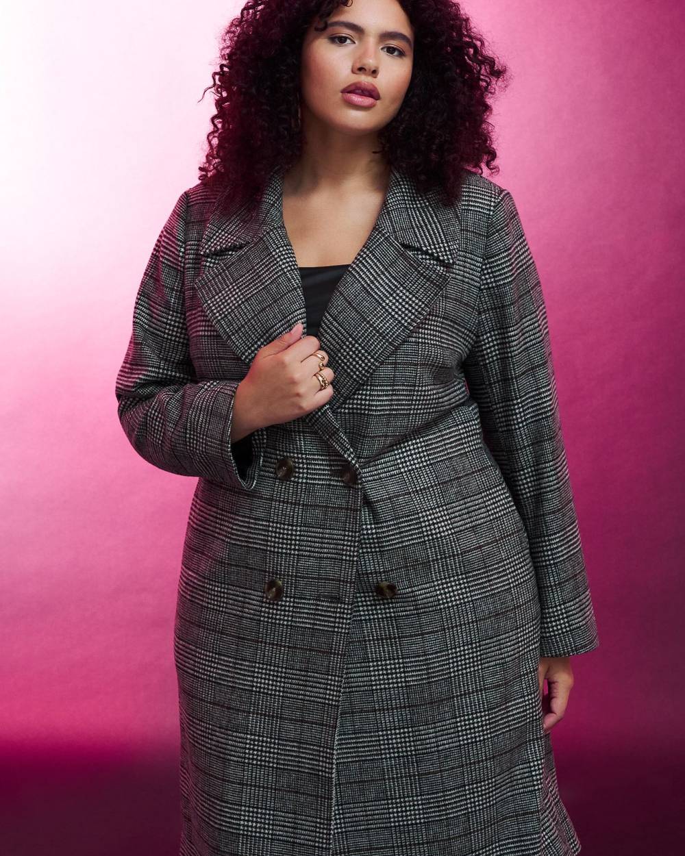 Plaid Double Breasted Wool Blend Coat Addition Elle Penningtons