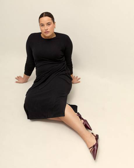 Long-Sleeve Knotted Midi Dress - Addition Elle