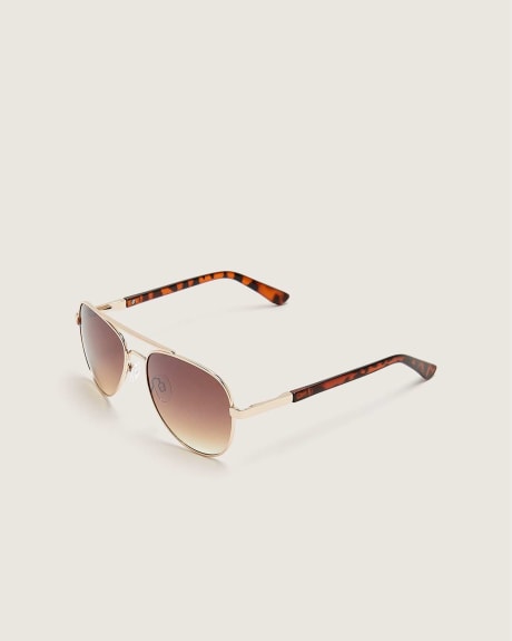 Aviator Metal Sunglasses With Plastic Temples - In Every Story