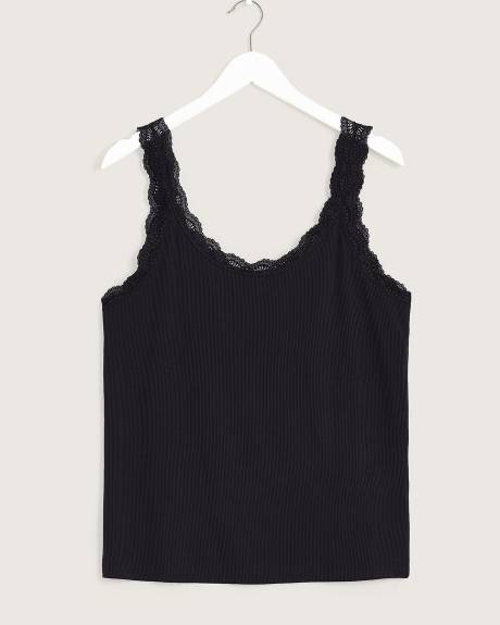 Camisole unie réversible avec dentelle, tissu responsable