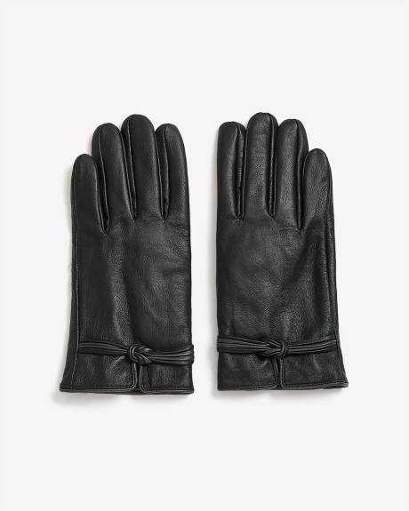 Gants en cuir avec détail torsadé au poignet