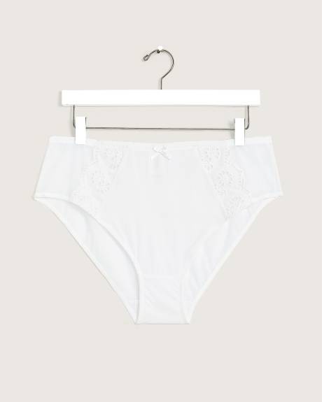 Culotte échancrée avec dentelle brodée et arrière en mesh - Déesse Collection