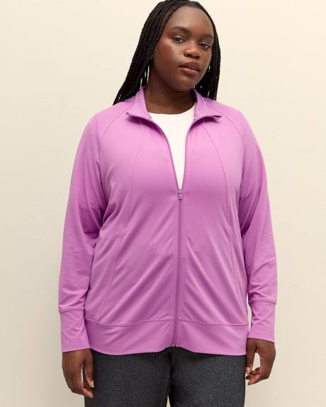 Textured Mock Neck Zipped Jacket - Active Zone