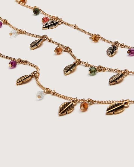 3-Row Short Necklace With Leaf Pendants - In Every Story