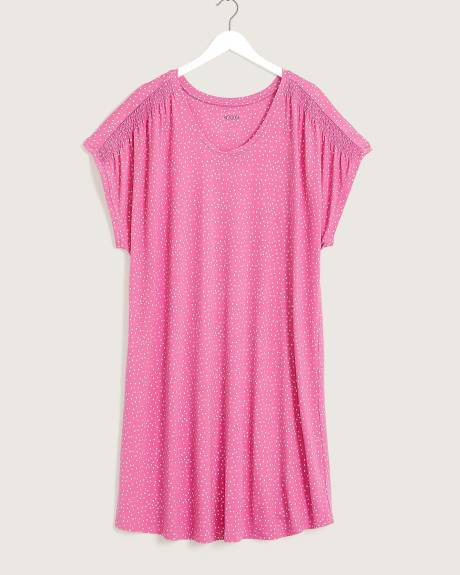 Chemise de nuit courte imprimée sans manches - ti VOGLIO