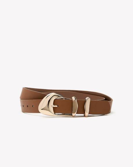 Cognac Belt with Chunky Uneven Buckle