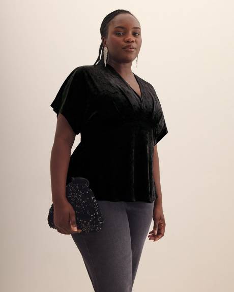 Fit-and-Flare Velvet Knit Top - Addition Elle