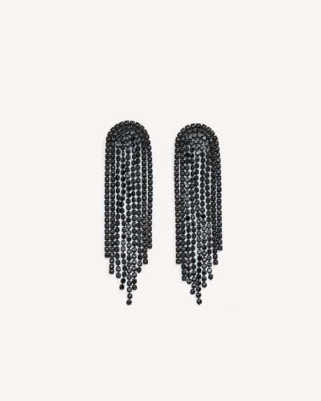 Long Black Tassel Drop Earrings