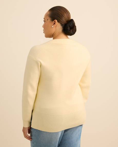 Long-Sleeve V-Neck Sweater - Addition Elle