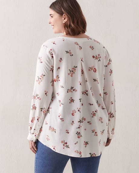 Buttoned-Up Blouse With Stand Collar, Printed - In Every Story