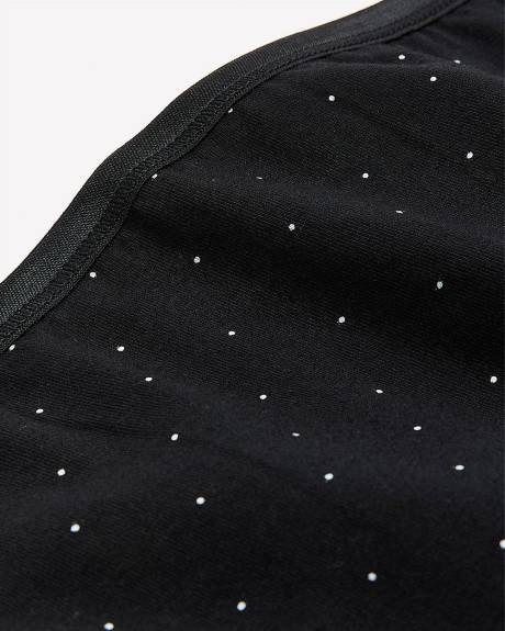 Culotte tanga en coton noir à pois avec élastique scintillant - ti Voglio