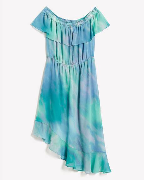 Off-Shoulder Asymmetrical Tiered Midi Dress - Addition Elle