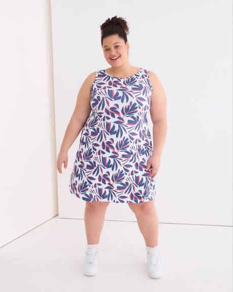 Plus Size Sleeveless Jersey Flared Swing Tank Dress with Side