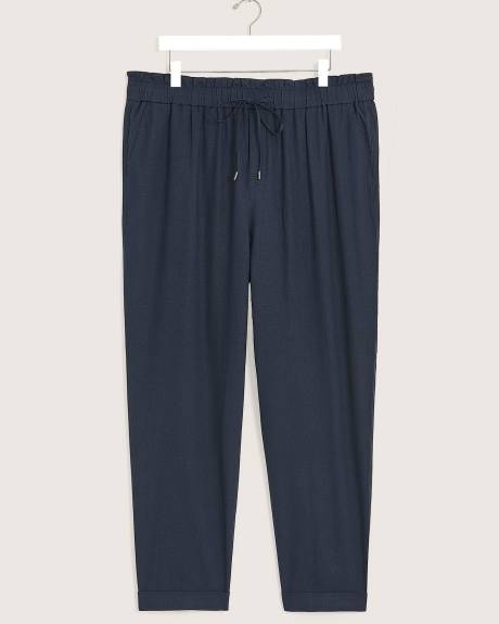 Linen Blend Tapered-Leg Pull-On Pant