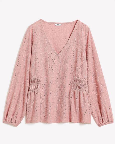 V-Neck Trop with Smocking at Waist