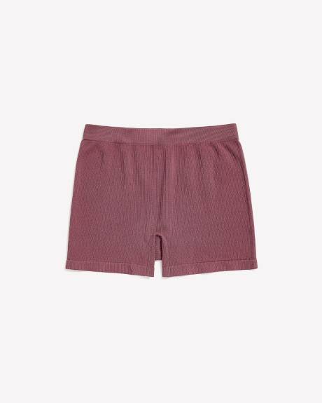 Purple Seamless Ribbed Knit Boyshort - ti Voglio