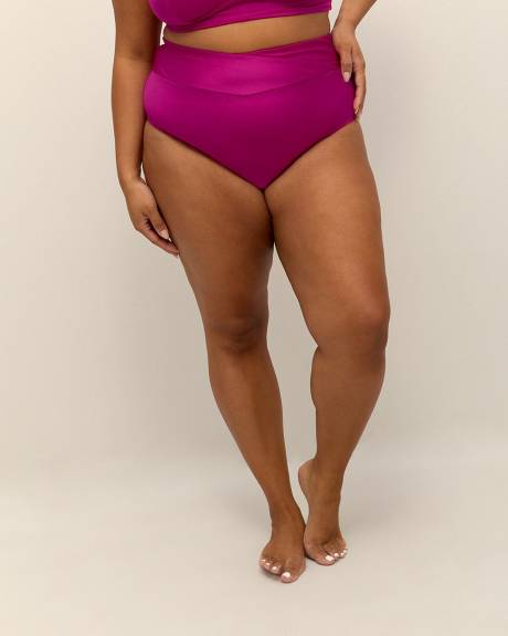 Pink High-Waisted Crisscross Swim Brief