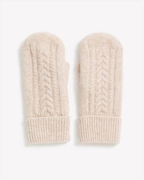 Mitaines en mailles torsadées doublées en molleton Mitaines en mailles torsadées doublées en molleton