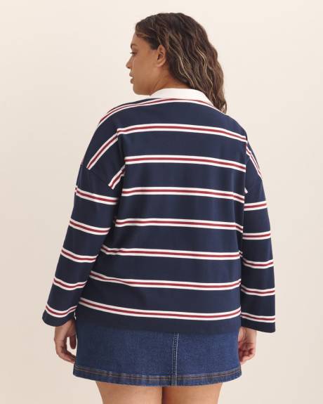 Striped Polo Sweatshirt