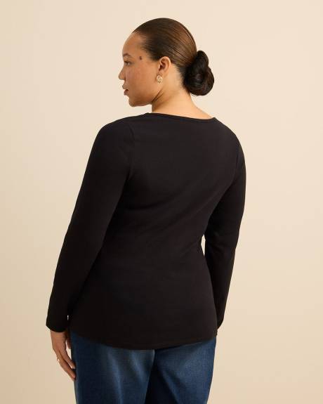 Rounded-Neck Long-Sleeve Top - Addition Elle