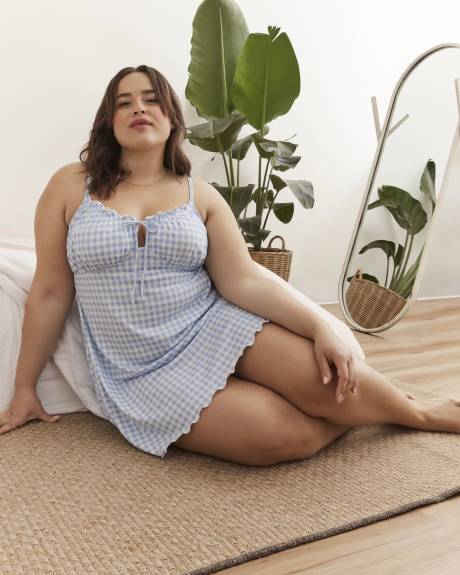 Plaid Sleeveless Lettuce Edge Nightdress - ti Voglio