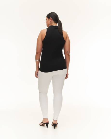 Halter Knit Top with Open Shirt Collar - Addition Elle