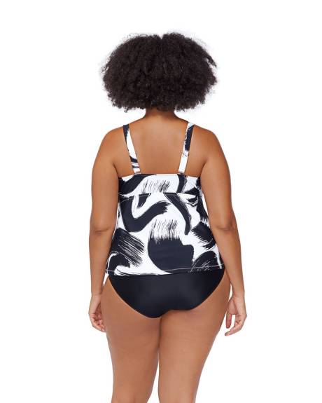 Haut tankini Zanzibar, motif de coup de pinceau - Raisins Curve