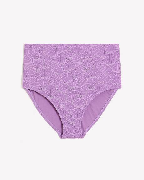 Textured Lavender High-Waisted Swim Brief
