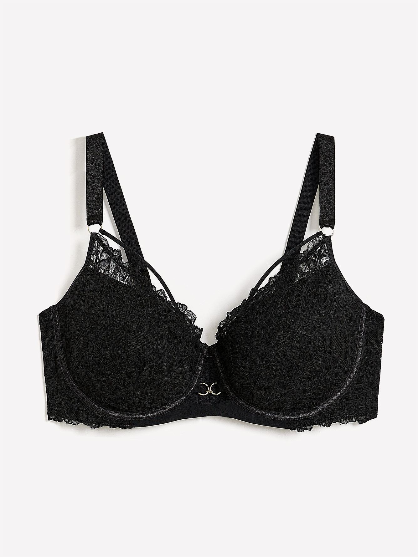 Sexy Black Lace Underwire Balconette Bra - Déesse Collection