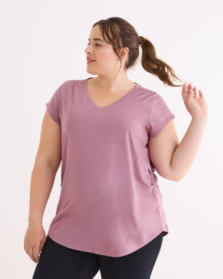 T-shirt froncé sur les côtés avec col en V - Active Zone