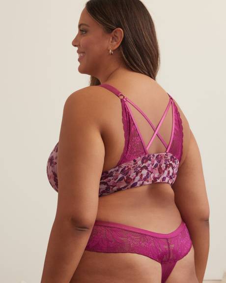 Printed Mesh Thong with Lace - Déesse Collection