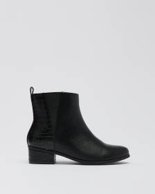 Bottines en cuir synthétique avec texture de crocodile, pied très large